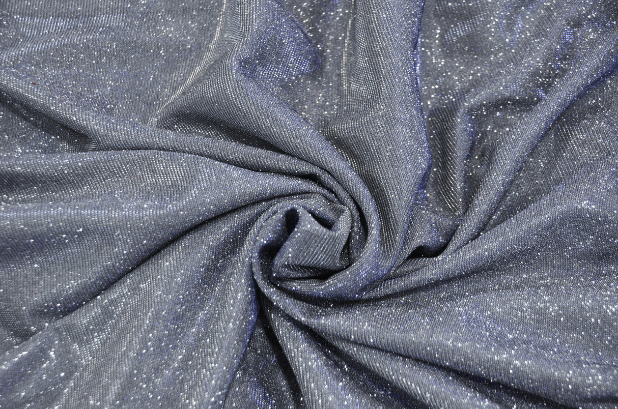 Stretch Glimmer Knit Fabric | 2 Way Stretch | 56" Wide | Metallic Glitter Spandex Knit Fabric | Fabric mytextilefabric Yards 0003 Frozen Blue