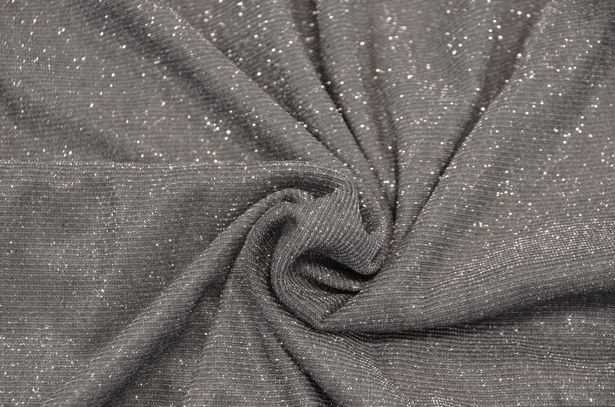 Stretch Glimmer Knit Fabric | 2 Way Stretch | 56" Wide | Metallic Glitter Spandex Knit Fabric | Fabric mytextilefabric Yards 0004 Platinum
