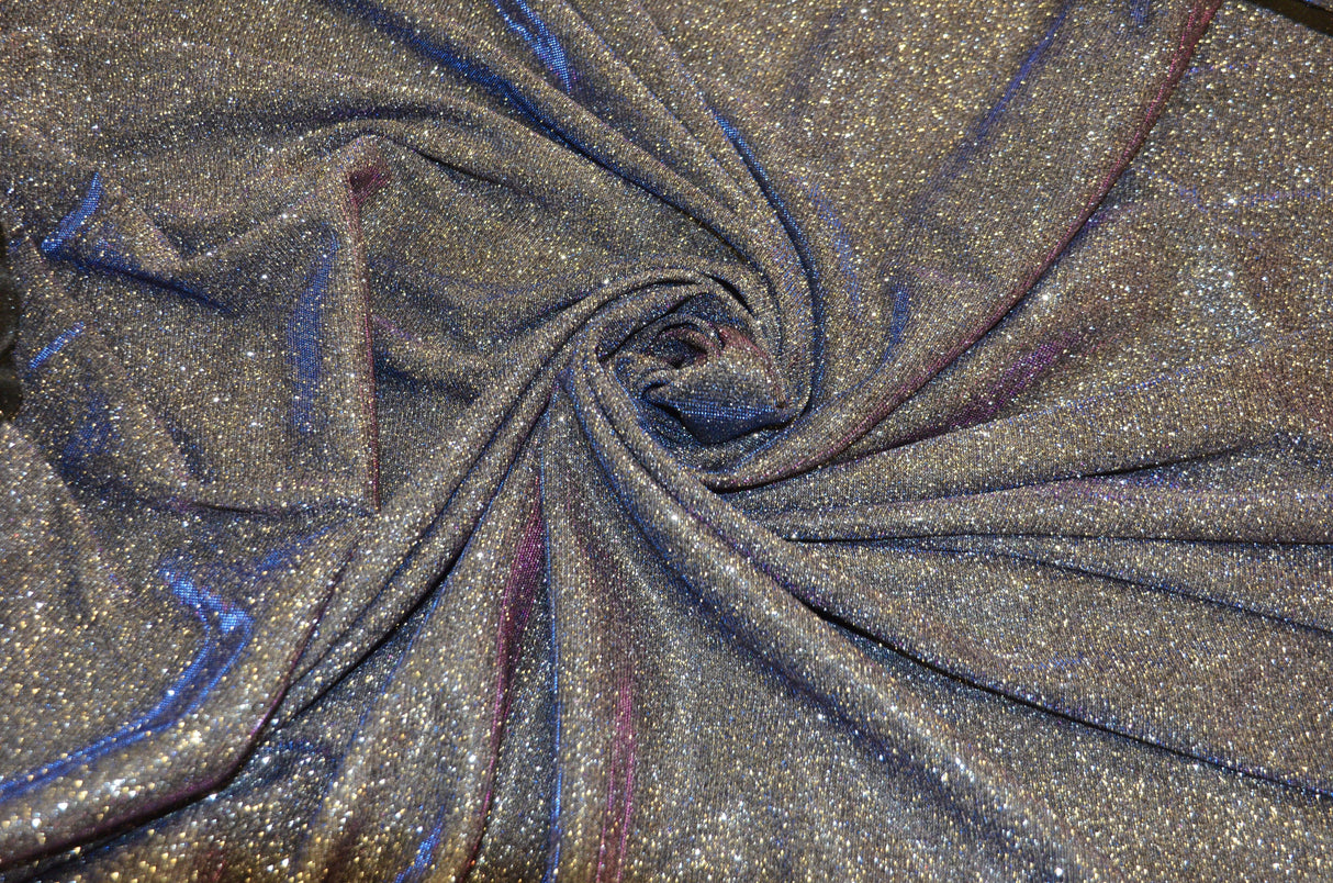 Stretch Glimmer Knit Fabric | 2 Way Stretch | 56" Wide | Metallic Glitter Spandex Knit Fabric | Fabric mytextilefabric Yards 0006 Winter Blue (royal/fuchsia)