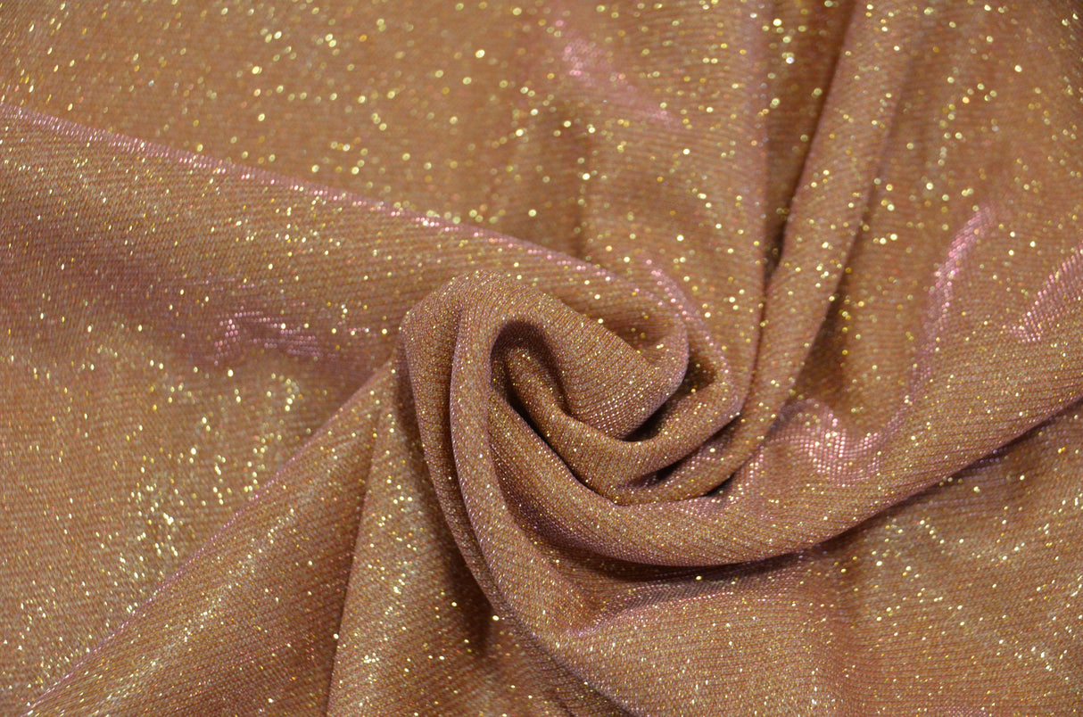 Stretch Glimmer Knit Fabric | 2 Way Stretch | 56" Wide | Metallic Glitter Spandex Knit Fabric | Fabric mytextilefabric Yards 0009 River Rose