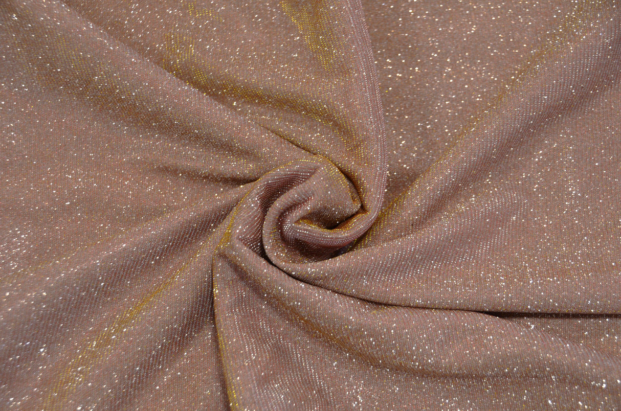 Stretch Glimmer Knit Fabric | 2 Way Stretch | 56" Wide | Metallic Glitter Spandex Knit Fabric | Fabric mytextilefabric Yards 0026 Rose Gold