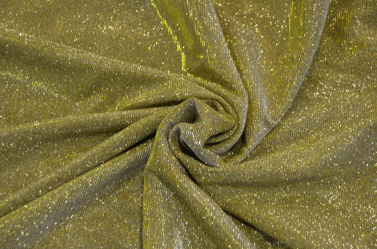 Stretch Glimmer Knit Fabric | 2 Way Stretch | 56" Wide | Metallic Glitter Spandex Knit Fabric | Fabric mytextilefabric Yards 0028 Victorian Gold