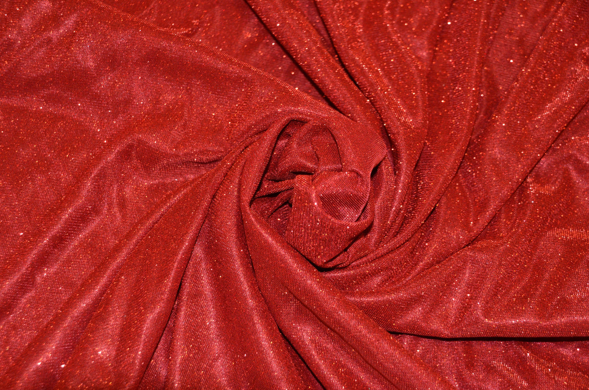 Stretch Glimmer Knit Fabric | 2 Way Stretch | 56" Wide | Metallic Glitter Spandex Knit Fabric | Fabric mytextilefabric Yards 0032 Red