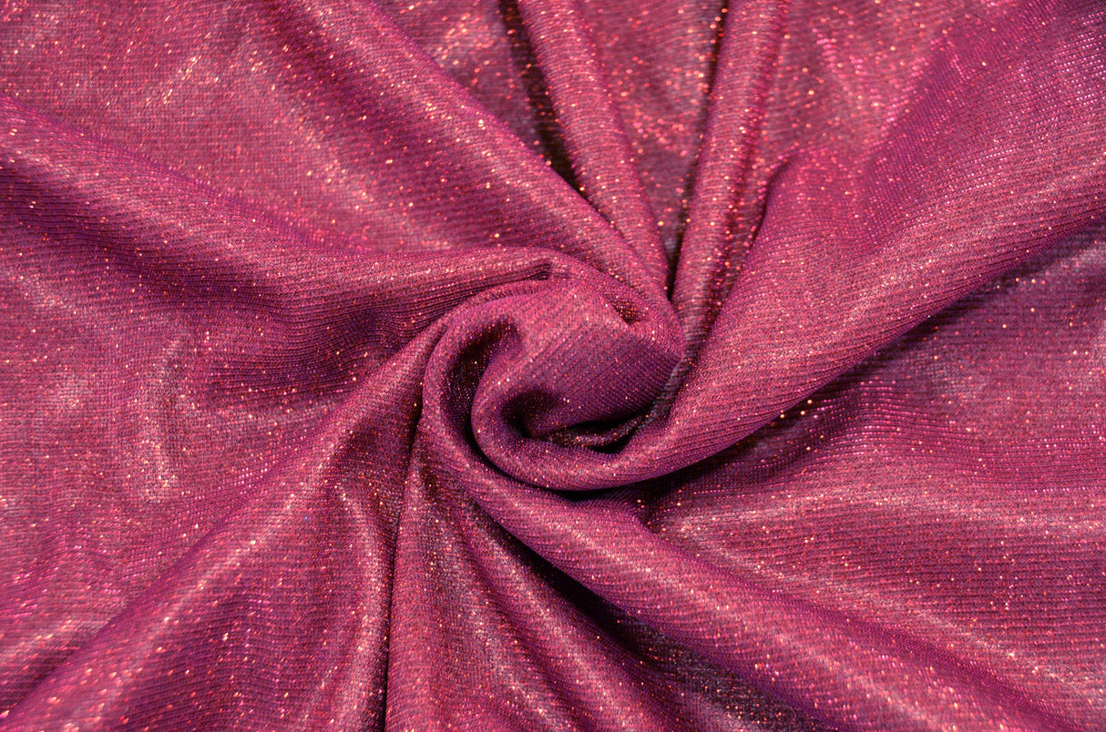Stretch Glimmer Knit Fabric | 2 Way Stretch | 56" Wide | Metallic Glitter Spandex Knit Fabric | Fabric mytextilefabric Yards 0045 Raspberry