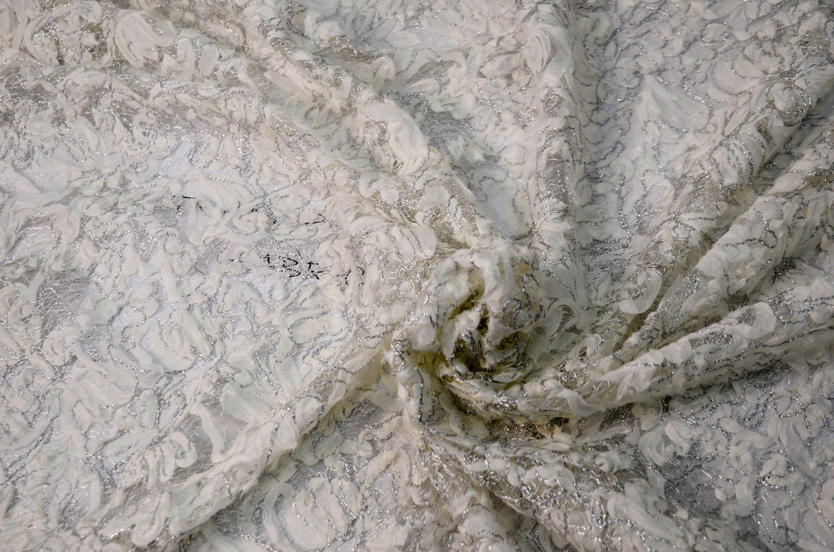 Metallic Enchanted Lace Fabric | Enchanted Sheer Embroidery | 52" Wide | Patina Sheer Lace | Blissful Sheer Lace | Fabric mytextilefabric Yards White