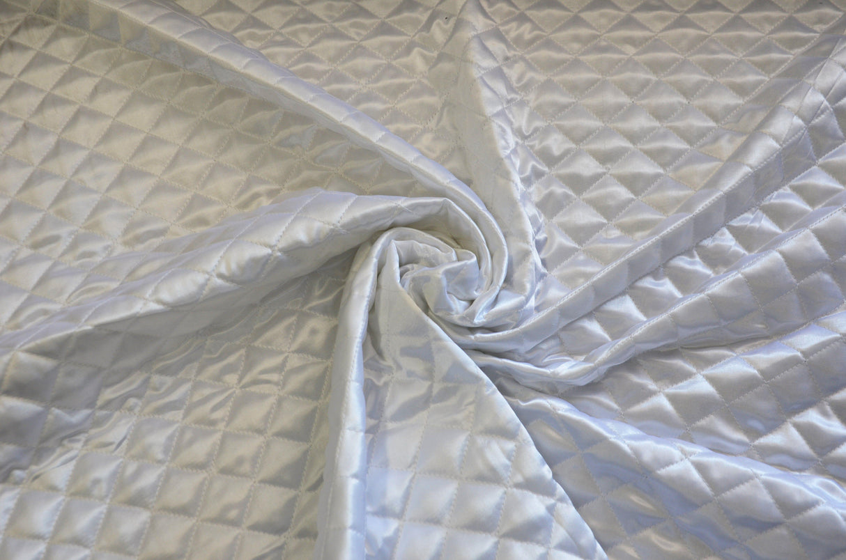 Quilted Satin Batting Fabric | 60" Wide | Padded Quilted Super Soft Satin | Silky Satin Quilted Padded Fabric | Jacket Liner Fabric | newtextilefabric Bolts White