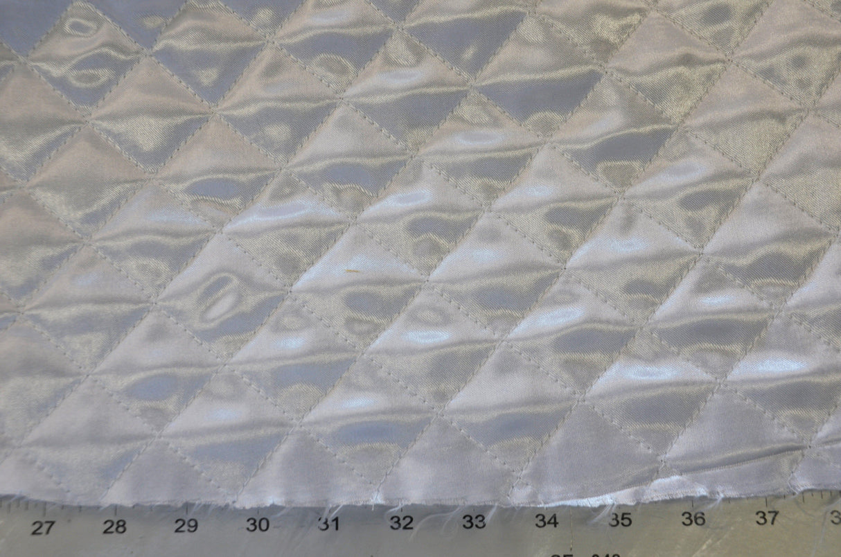 Quilted Satin Batting Fabric | 60" Wide | Padded Quilted Super Soft Satin | Silky Satin Quilted Padded Fabric | Jacket Liner Fabric | newtextilefabric Yards White