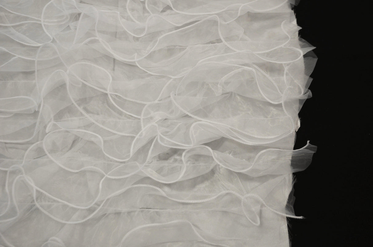 Organza Ruffled Taffeta Fabric | Layered Ruffle Taffeta Fabric | 57" Wide | Multiple Colors | Fabric mytextilefabric Yards White