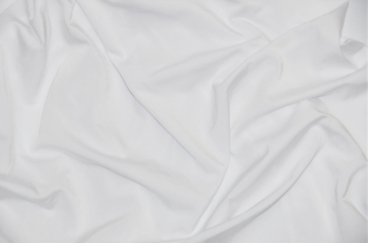Nylon Spandex 4 Way Stretch Fabric | 60" Width | Great for Swimwear, Dancewear, Waterproof, Tablecloths, Chair Covers | Multiple Colors | Fabric mytextilefabric Yards White