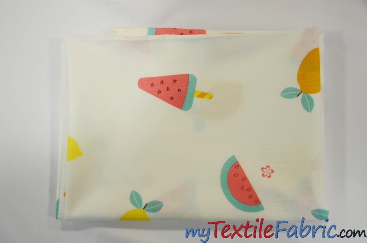 Yellow Lemon Watermelon Fruit Cotton Print Fabric | 100% Cotton Print | 60" Wide | Fabric mytextilefabric