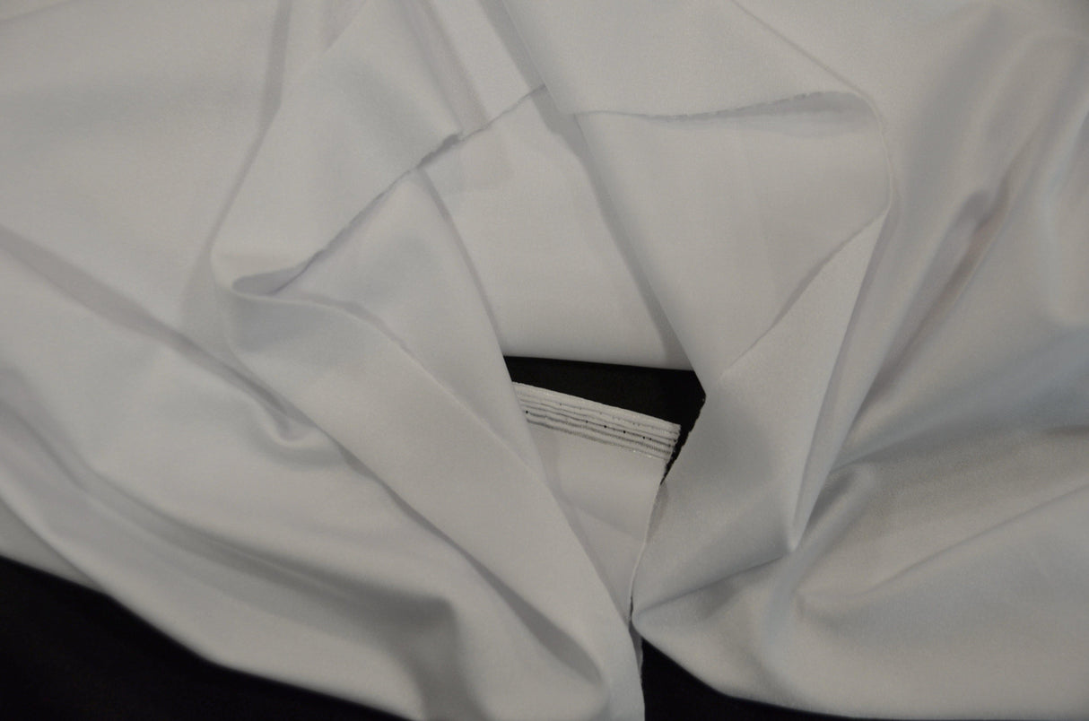 Yoga Spandex Fabric | 60" Wide | Active Wear and Sportswear Fabric | Poly Spandex for Digital Printing | Slight Sheen 4 Way Stretch Knit | White and Black Color | Fabric mytextilefabric 3"x3" Sample Swatch White