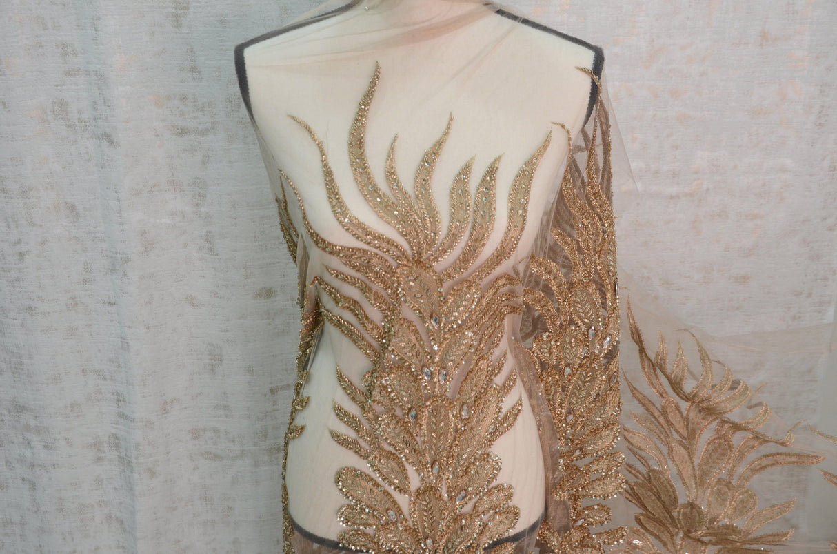 Skin Bridal Lace Fabric | E15170 | Skin Embroidery Lace Fabric | 50" Wide | Wedding Beaded Lace Fabric | Fabric mytextilefabric