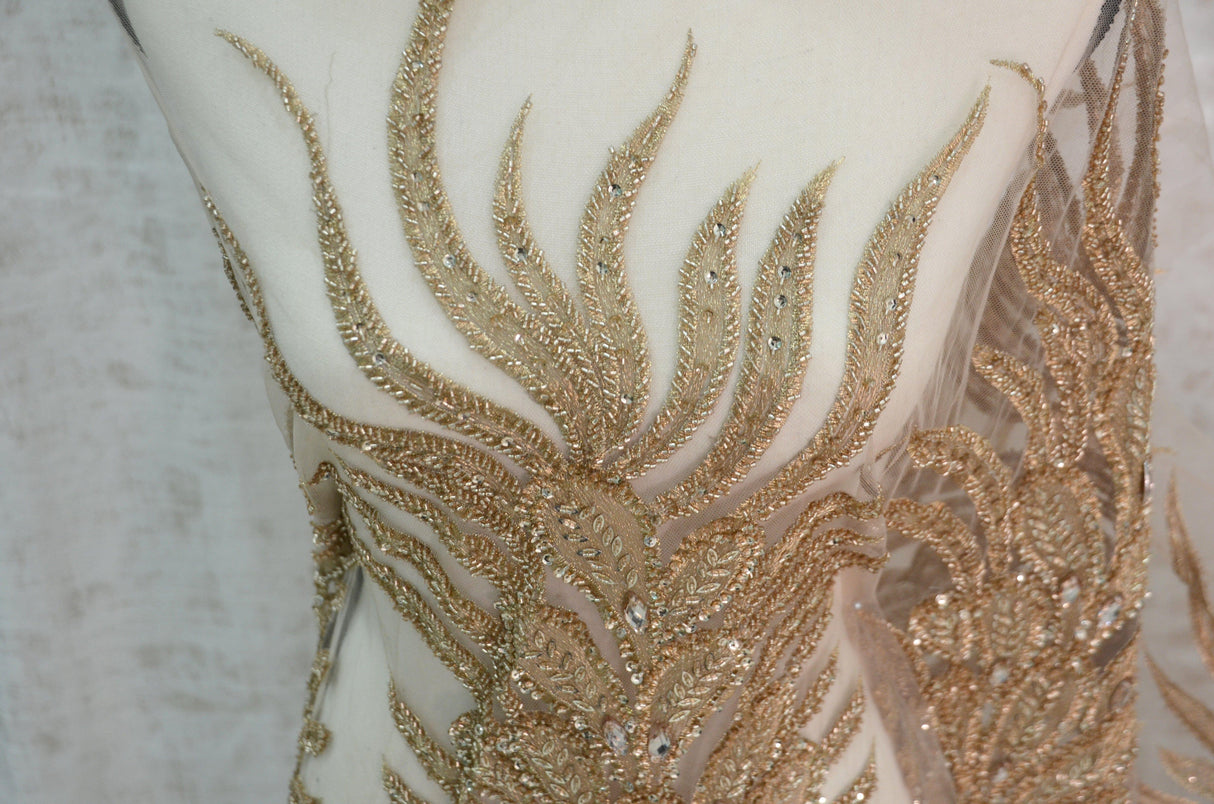 Skin Bridal Lace Fabric | E15170 | Skin Embroidery Lace Fabric | 50" Wide | Wedding Beaded Lace Fabric | Fabric mytextilefabric