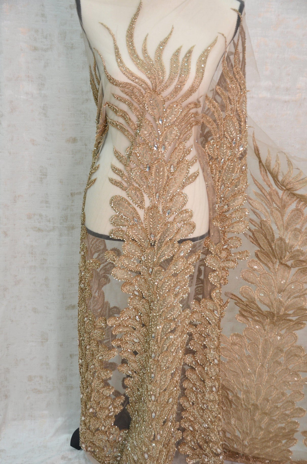 Skin Bridal Lace Fabric | E15170 | Skin Embroidery Lace Fabric | 50" Wide | Wedding Beaded Lace Fabric | Fabric mytextilefabric