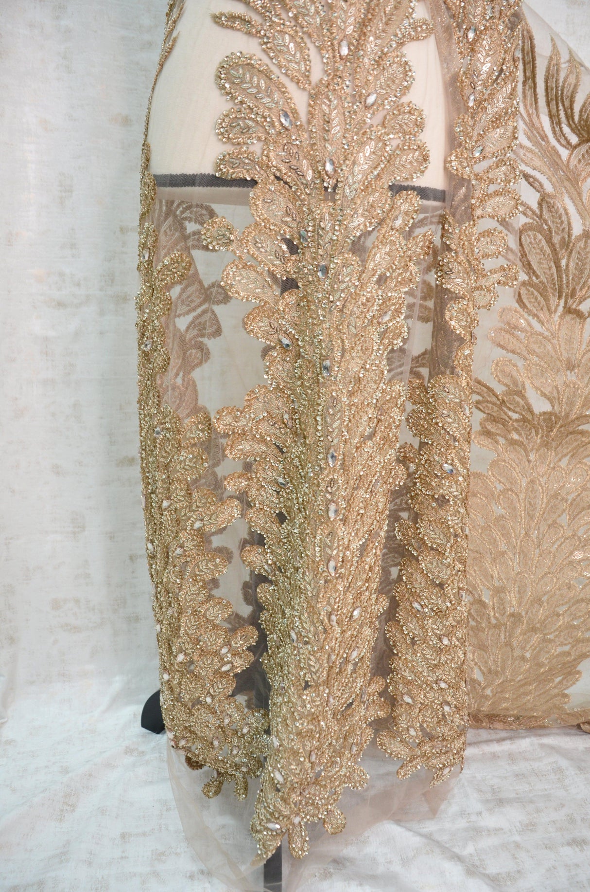 Skin Bridal Lace Fabric | E15170 | Skin Embroidery Lace Fabric | 50" Wide | Wedding Beaded Lace Fabric | Fabric mytextilefabric