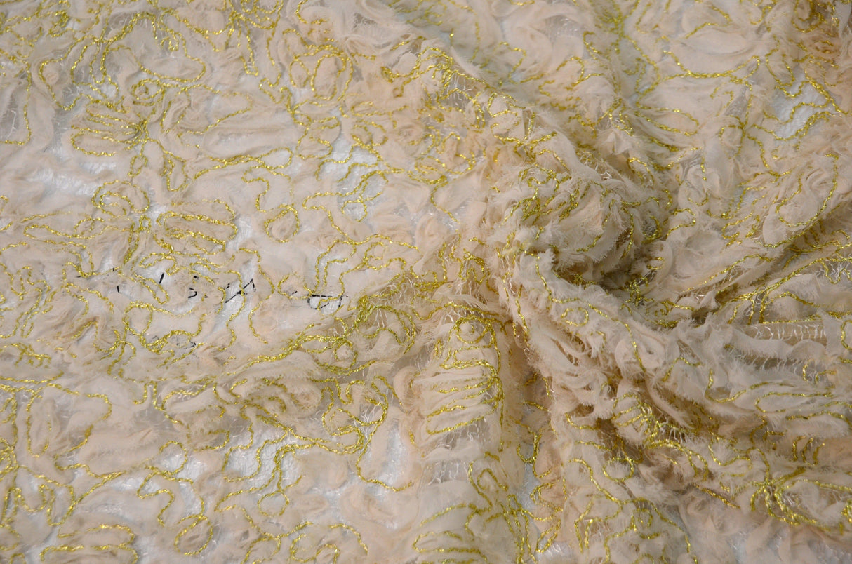Metallic Enchanted Lace Fabric | Enchanted Sheer Embroidery | 52" Wide | Patina Sheer Lace | Blissful Sheer Lace | Fabric mytextilefabric Yards Champagne