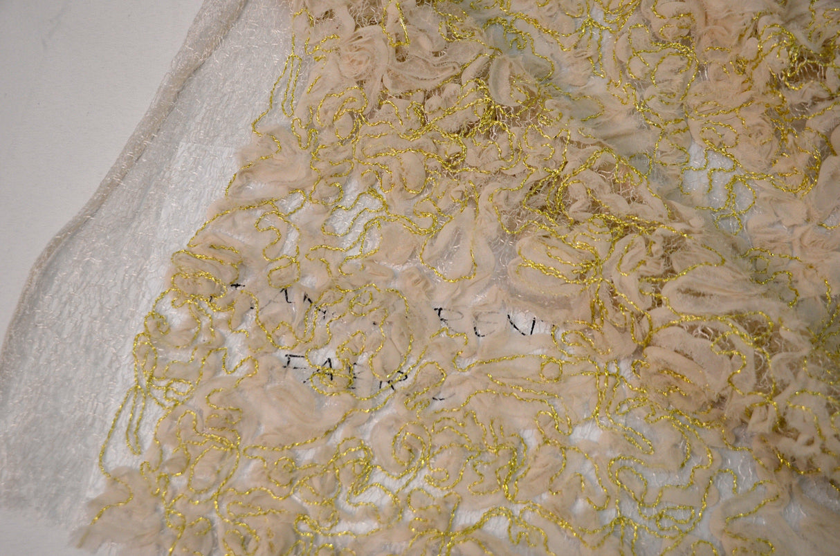 Metallic Enchanted Lace Fabric | Enchanted Sheer Embroidery | 52" Wide | Patina Sheer Lace | Blissful Sheer Lace | Fabric mytextilefabric 3"x3" Sample Swatch Champagne