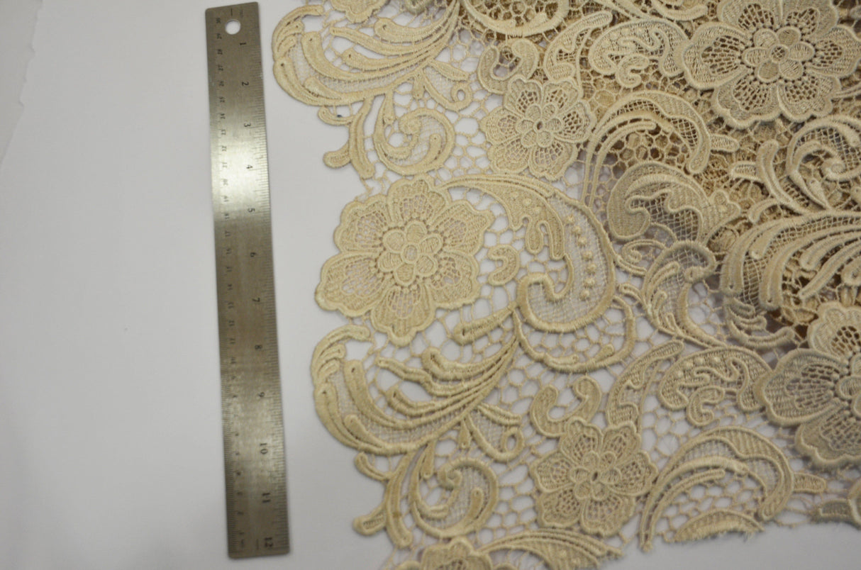 Guipure Bridal Lace Fabric | Heavy Double Scalloped Lace | 49" Wide | Multiple Colors | Fabric mytextilefabric