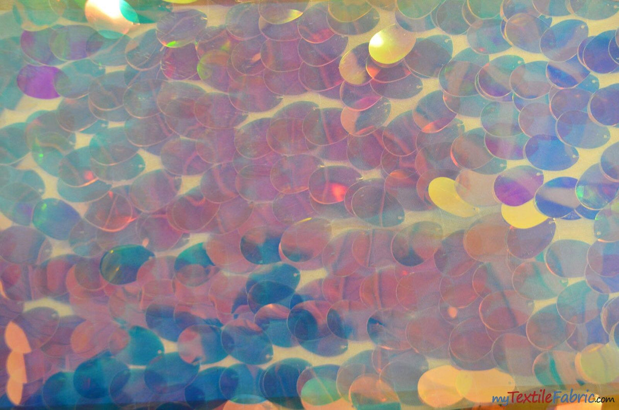 Oval Hologram Sequins Fabric | Iridescent Sequins Fabric | 52" Wide | newtextilefabric