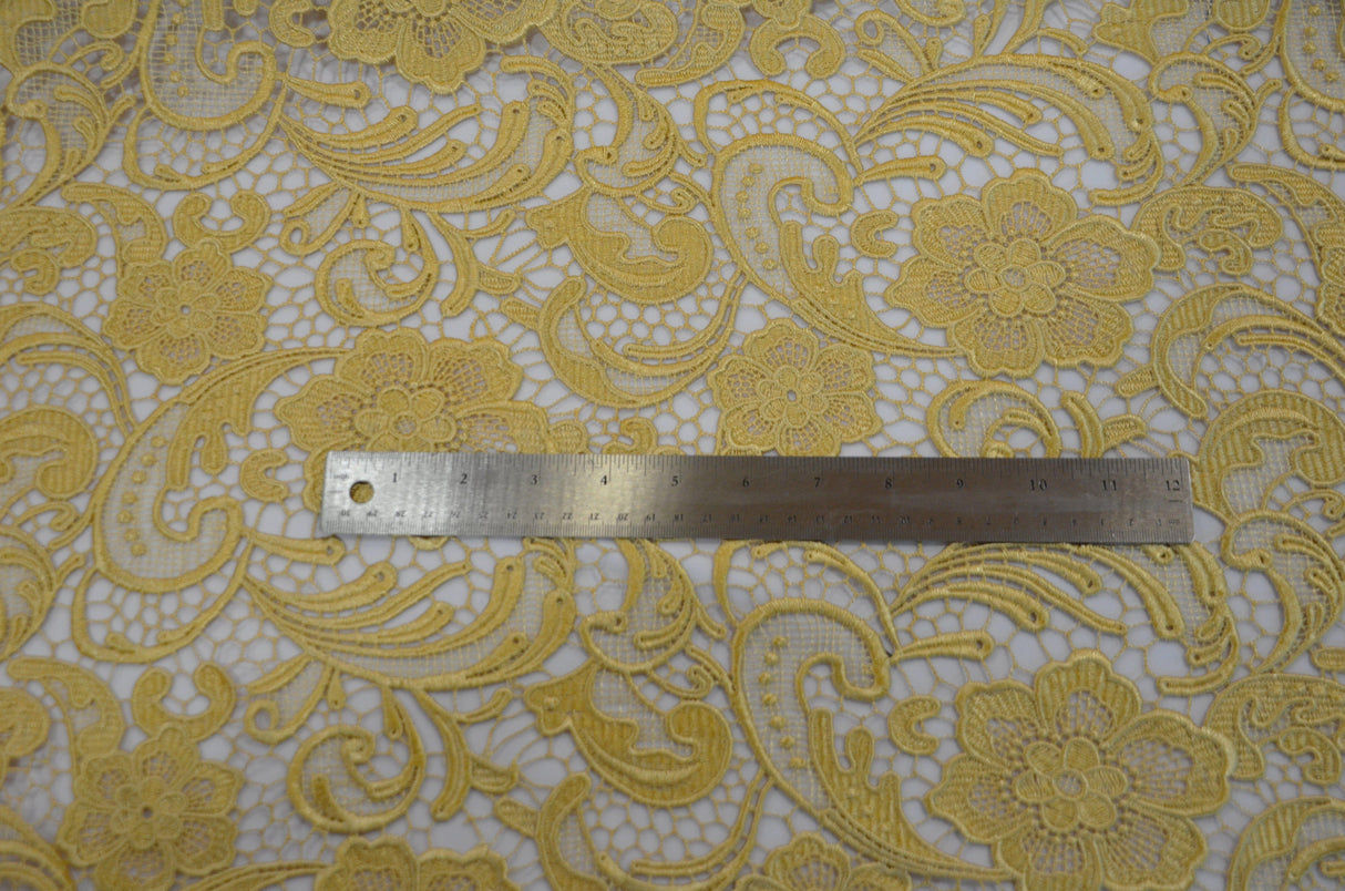 Guipure Bridal Lace Fabric | Heavy Double Scalloped Lace | 49" Wide | Multiple Colors | Fabric mytextilefabric