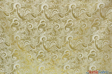 Load image into Gallery viewer, Oriental Metallic Paisley Brocade | 58&quot; Wide | Silver and Gold Metallic Paisley Brocade | Fabric mytextilefabric 
