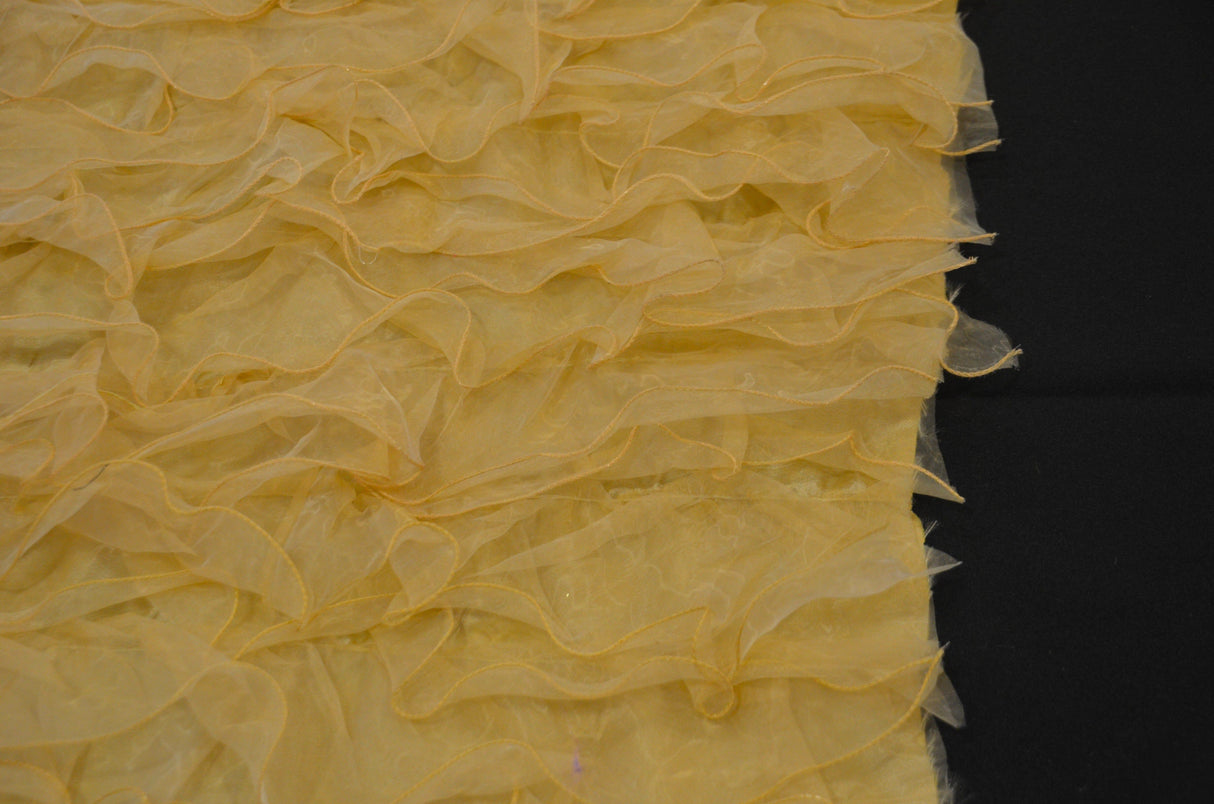 Organza Ruffled Taffeta Fabric | Layered Ruffle Taffeta Fabric | 57" Wide | Multiple Colors | Fabric mytextilefabric Yards Gold