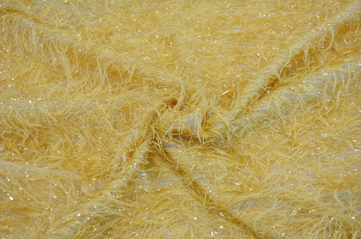 Gold Shaggy Brocade | Gold Metallic Eyelash Fabric | Gold Uragiri Lame | Non Stretch Lurex for Costume, Cosplay Top Dress, Apparel Fabric Fabric mytextilefabric