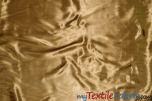 Load image into Gallery viewer, Stretch Charmeuse Satin Fabric | Soft Silky Satin Fabric | 96% Polyester 4% Spandex | Multiple Colors | Continuous Yards | Fabric mytextilefabric Khaki 
