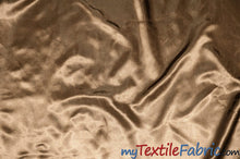 Load image into Gallery viewer, Stretch Charmeuse Satin Fabric | Soft Silky Satin Fabric | 96% Polyester 4% Spandex | Multiple Colors | Sample Swatch | Fabric mytextilefabric Cappuccino 
