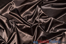 Load image into Gallery viewer, Stretch Charmeuse Satin Fabric | Soft Silky Satin Fabric | 96% Polyester 4% Spandex | Multiple Colors | Wholesale Bolt | Fabric mytextilefabric Dark Brown 
