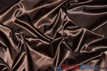 Load image into Gallery viewer, Stretch Charmeuse Satin Fabric | Soft Silky Satin Fabric | 96% Polyester 4% Spandex | Multiple Colors | Sample Swatch | Fabric mytextilefabric Chocolate 
