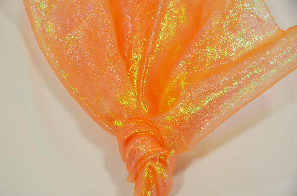Crush Iridescent Organza Fabric | Crush Pearl Organza | 40" Wide | Crush Holographic Organza Fabric | Costume, Decoration, Apparel, Cosplay, Dance Wear Fabric mytextilefabric Yards Orange