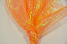 Load image into Gallery viewer, Crush Iridescent Organza Fabric | Crush Pearl Organza | 40&quot; Wide | Crush Holographic Organza Fabric | Costume, Decoration, Apparel, Cosplay, Dance Wear Fabric mytextilefabric Yards Orange 
