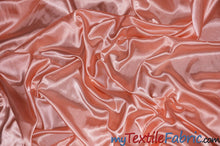 Load image into Gallery viewer, Stretch Charmeuse Satin Fabric | Soft Silky Satin Fabric | 96% Polyester 4% Spandex | Multiple Colors | Continuous Yards | Fabric mytextilefabric Coral 
