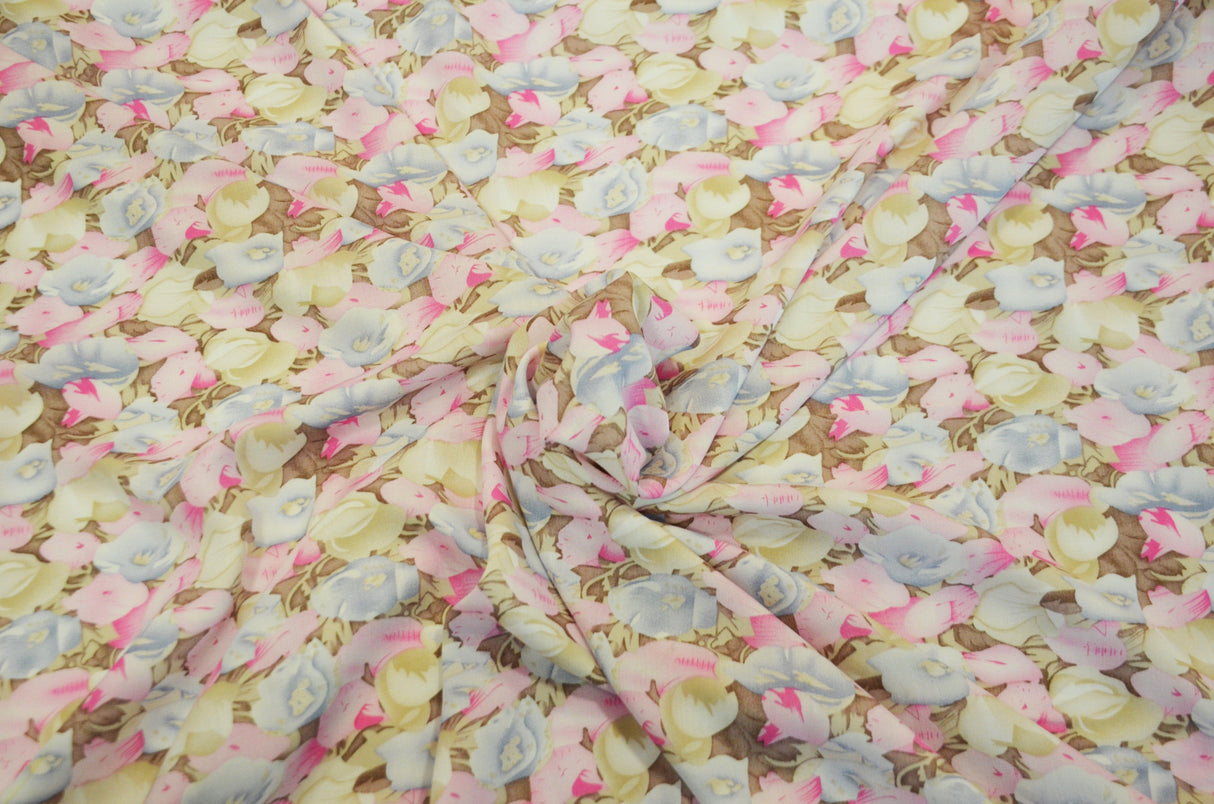 Spring Floral Rayon Challis Fabric by the Continuous Yard | 60" Wide | Flower Rayon Challis Fabric | Rayon Challis for Dresses and Skirts | Fabric mytextilefabric Yards Pink