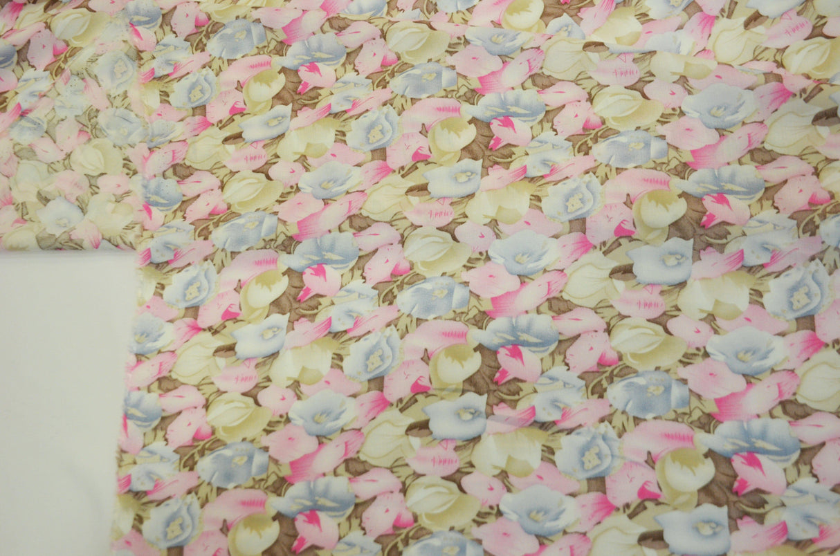 Spring Floral Rayon Challis Fabric by the Continuous Yard | 60" Wide | Flower Rayon Challis Fabric | Rayon Challis for Dresses and Skirts | Fabric mytextilefabric