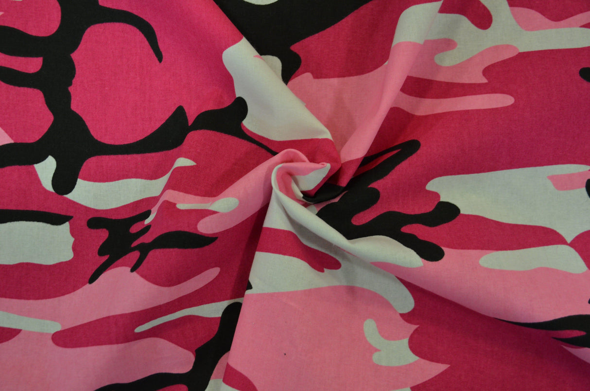 Hot Pink Camouflage Cotton Print | 100% Cotton Print | 60" Wide | Fabric mytextilefabric Yards