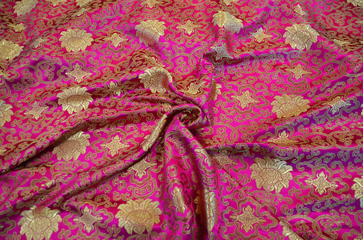 Oriental Medallion Brocade | Chinese Medallion Brocade | 48" Wide | Fabric mytextilefabric Yards Fuchsia