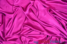 Load image into Gallery viewer, Stretch Charmeuse Satin Fabric | Soft Silky Satin Fabric | 96% Polyester 4% Spandex | Multiple Colors | Continuous Yards | Fabric mytextilefabric Fuchsia 
