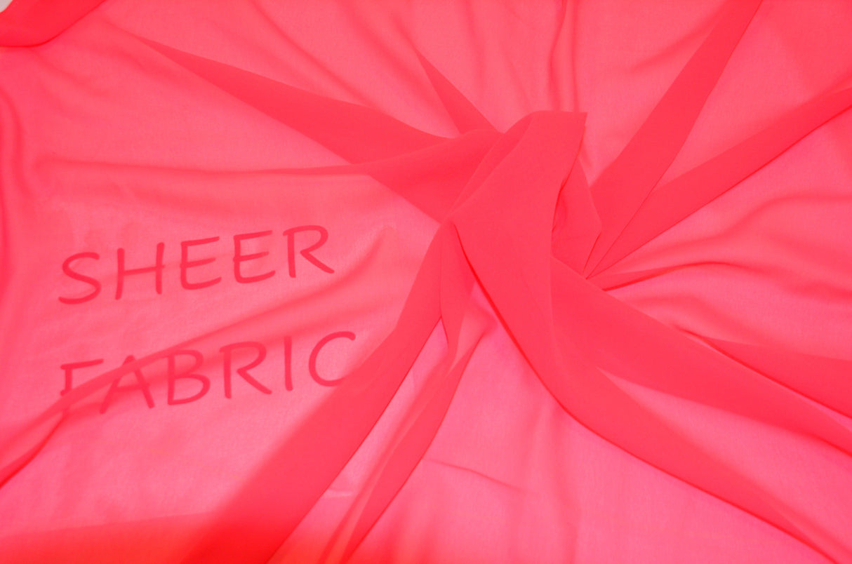Silky Chiffon Fabric | Imitation Silk Chiffon | Super Soft & Flowy | 43" Wide | 100% Polyester Fabric mytextilefabric Sample Swatches Neon Fuchsia