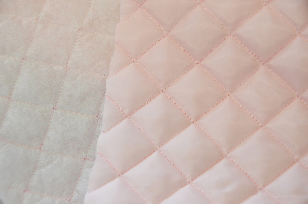 Quilted Polyester Batting Fabric | Padded Quilted Fabric Lining | 60" Wide | Polyester Quilted Padded Lining Fabric by the Yard | Jacket Liner Fabric | newtextilefabric Bolts Blush Pink