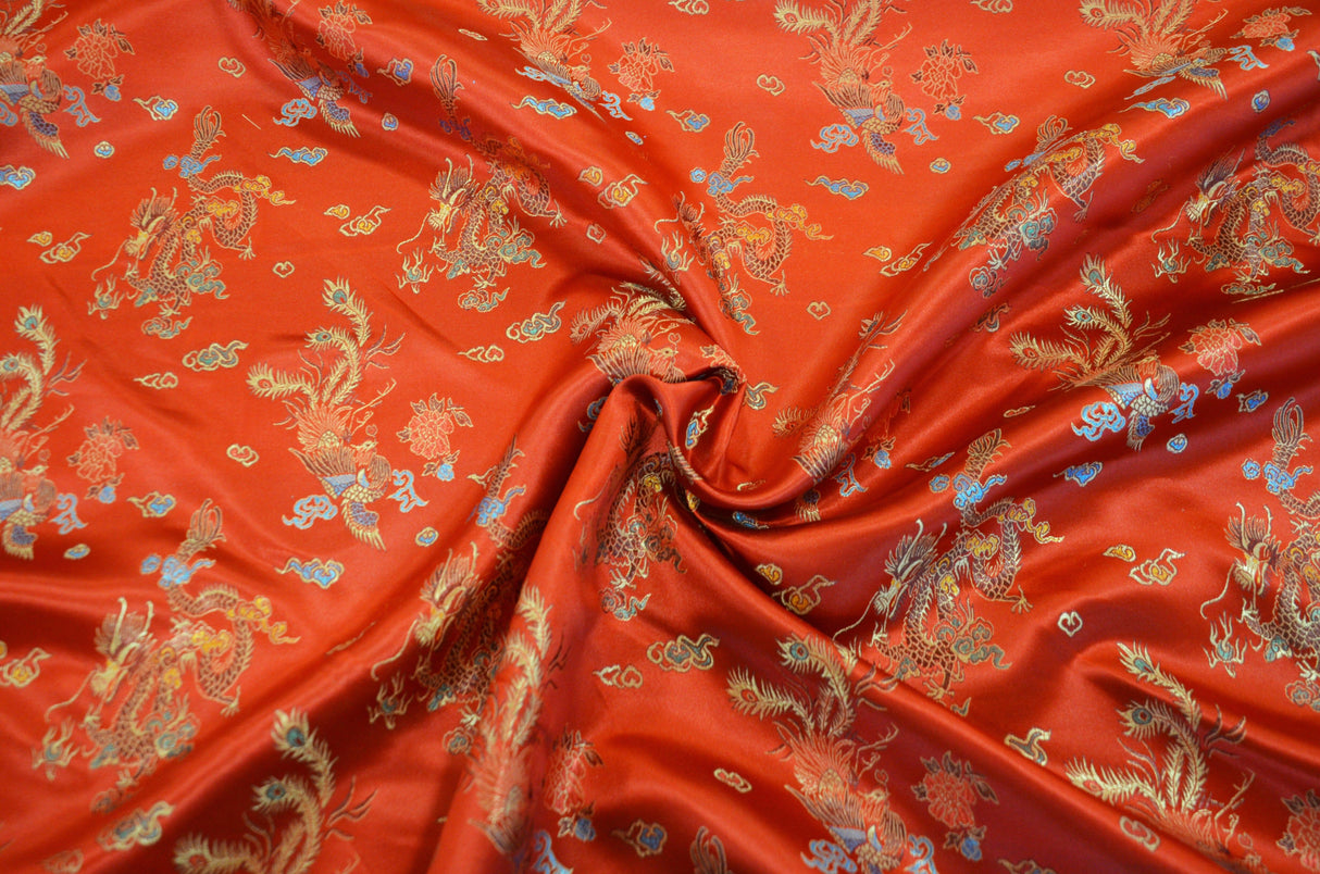 Dragon Brocade | Chinese Dragon Brocade | 45" Wide | Chinese Brocade Fabric | Fabric mytextilefabric Yards Red