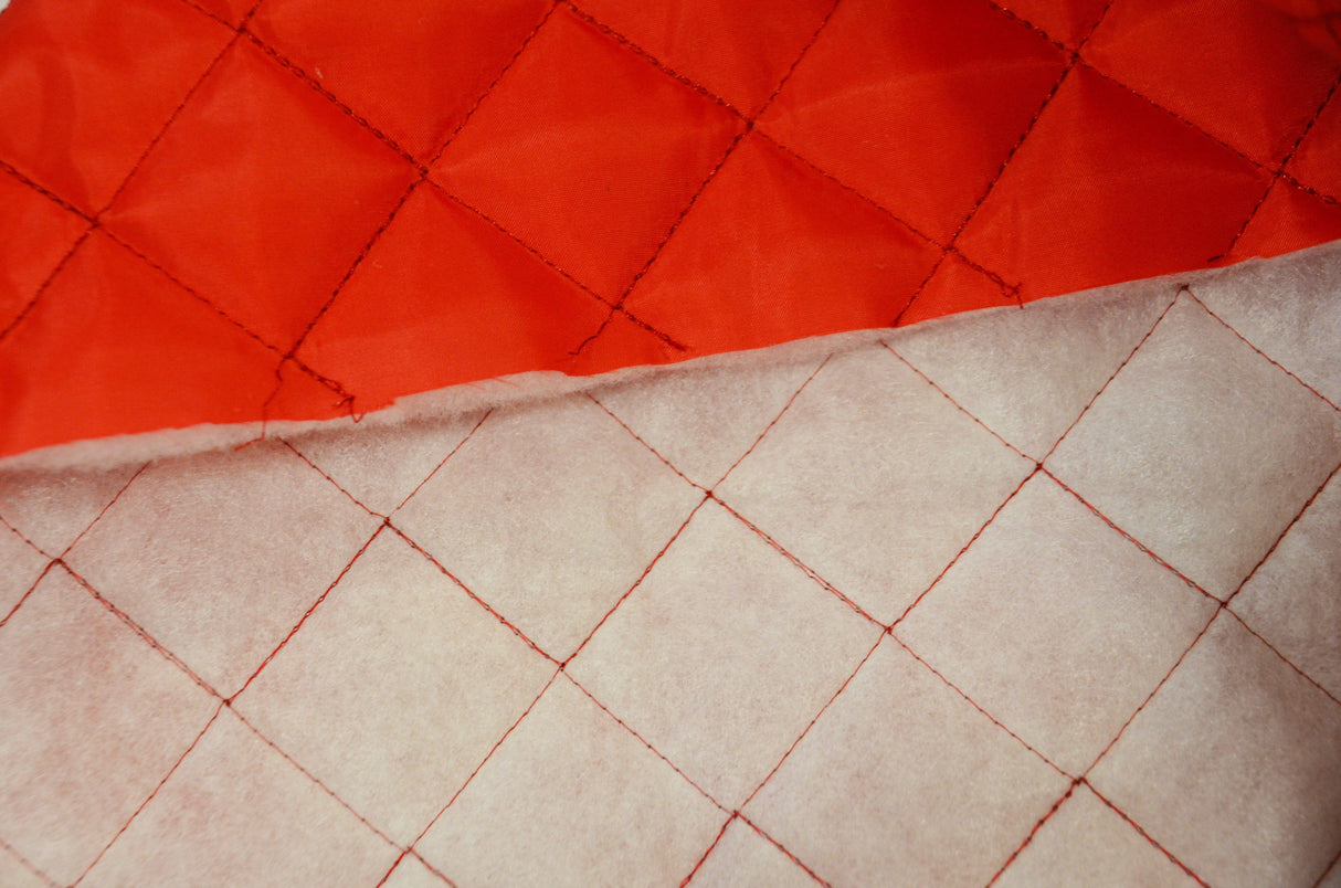 Quilted Polyester Batting Fabric | Padded Quilted Fabric Lining | 60" Wide | Polyester Quilted Padded Lining Fabric by the Yard | Jacket Liner Fabric | newtextilefabric Bolts Red