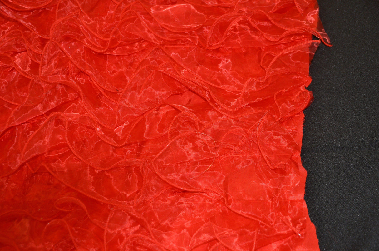 Organza Ruffled Taffeta Fabric | Layered Ruffle Taffeta Fabric | 57" Wide | Multiple Colors | Fabric mytextilefabric Yards Red