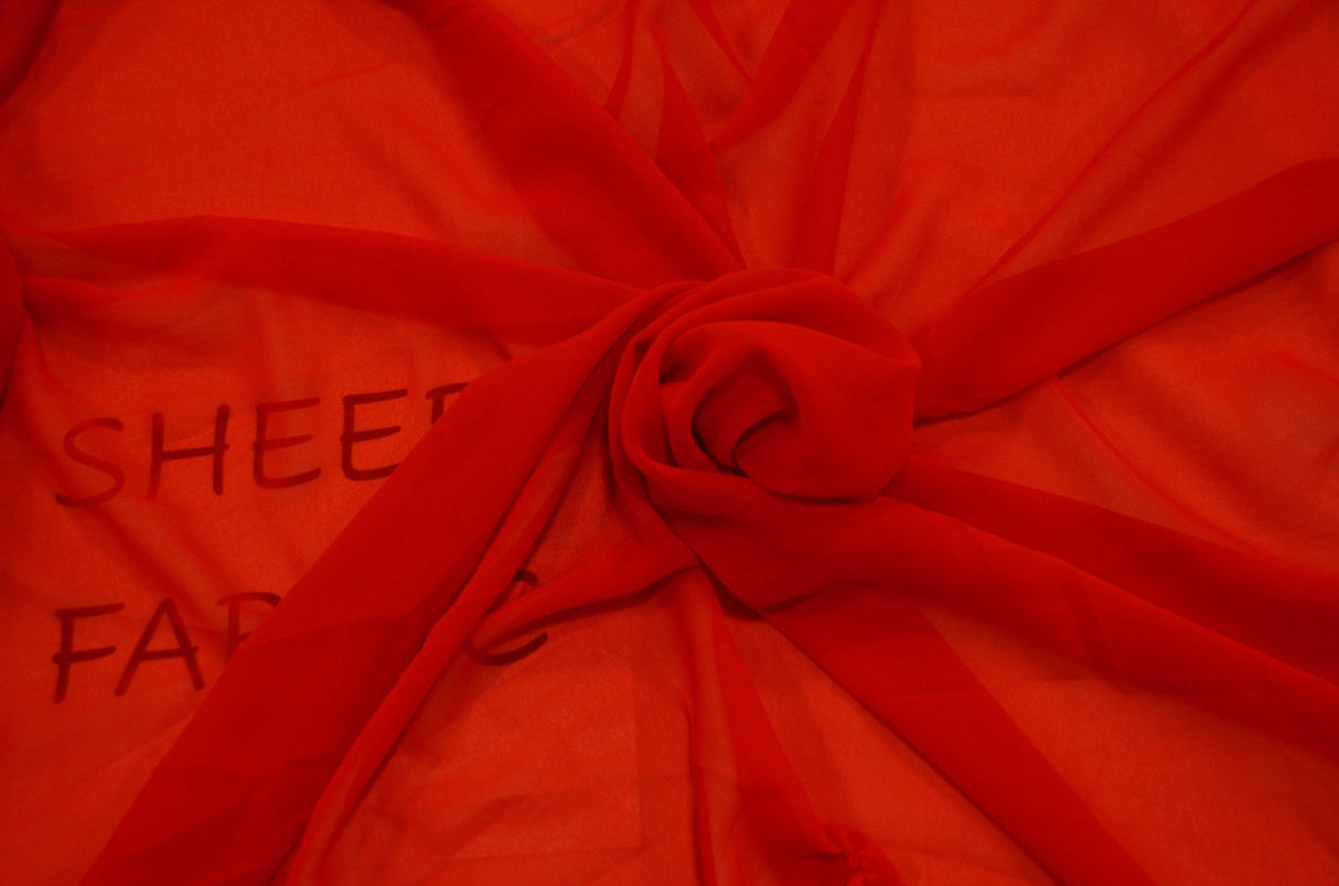 Silky Chiffon Fabric | Imitation Silk Chiffon | Super Soft & Flowy | 43" Wide | 100% Polyester Fabric mytextilefabric Sample Swatches Red