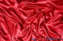 Load image into Gallery viewer, Stretch Charmeuse Satin Fabric | Soft Silky Satin Fabric | 96% Polyester 4% Spandex | Multiple Colors | Wholesale Bolt | Fabric mytextilefabric Red 
