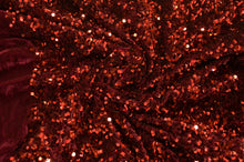 Load image into Gallery viewer, Sequins Stretch Velvet | Sequins on Plush Spandex Velvet | 60&quot; Wide | Multiple Colors | My Textile Fabric Yards Burgundy 
