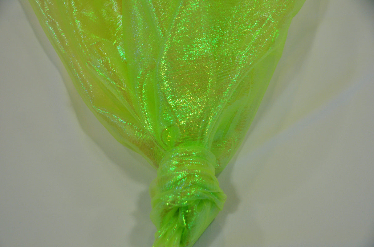 Crush Iridescent Organza Fabric | Crush Pearl Organza | 40" Wide | Crush Holographic Organza Fabric | Costume, Decoration, Apparel, Cosplay, Dance Wear Fabric mytextilefabric Yards Lime
