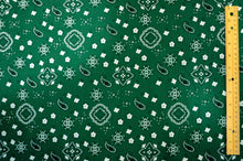 Load image into Gallery viewer, Bandana Cotton Print | Bandanna Fabric | 58/60&quot; Wide | Multiple Colors | Fabric mytextilefabric Yards Hunter Green 
