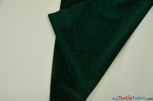 Load image into Gallery viewer, Glitter Stretch Velvet | Sparkling Glitter on Plush Spandex Velvet | 60&quot; Wide | Multiple Colors | My Textile Fabric Yards Hunter Green 
